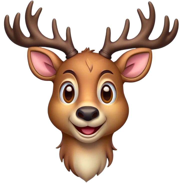 Cinematic Comical Deer Portrait Emoji, Head tilted dramatically with an exaggeratedly amused expression, featuring a sleek dappled Fur and whimsically contorted antlers, wide, expressive eyes filled with playful disbelief, Simplified yet hilariously expressive features, highly detailed, glowing with a slightly sassy glow, high shine, dramatic yet playful, stylized with an air of cheeky woodland mischief, bright and endearing, soft glowing outline, capturing the essence of a spirited and over-the-top deer, so meme-worthy it feels like it could side-eye its way into forest folklore instantly! emoji