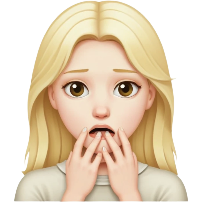 Blonde girl pretending to choke herself  emoji