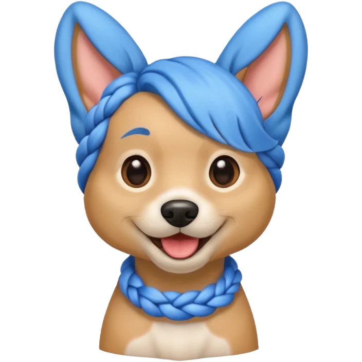blue braided haired dog emoji