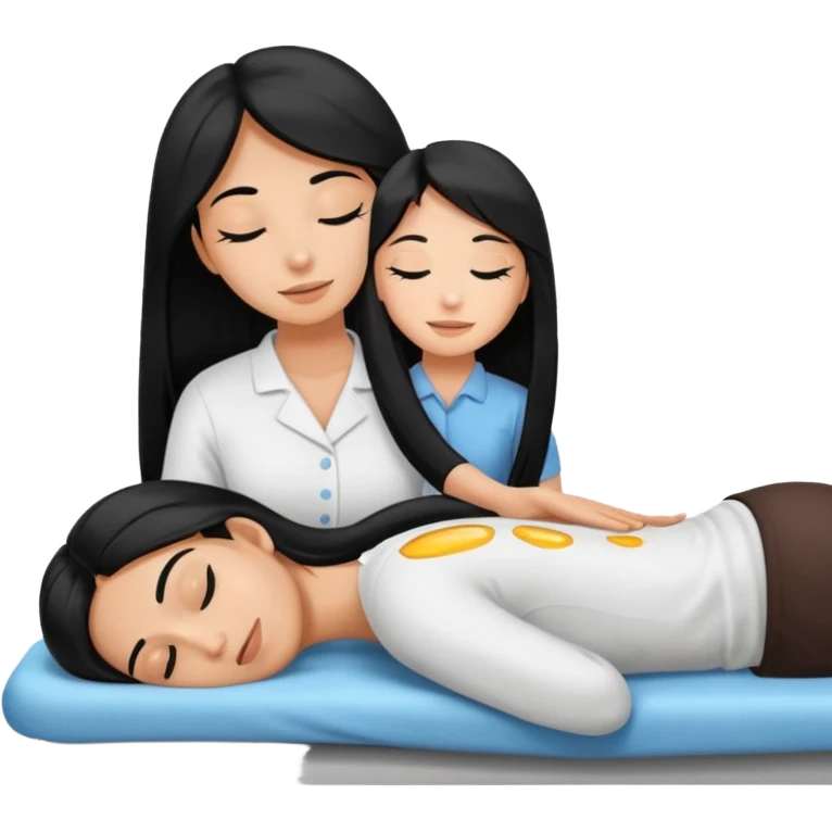 Back massage oil body the hair is long and black emoji