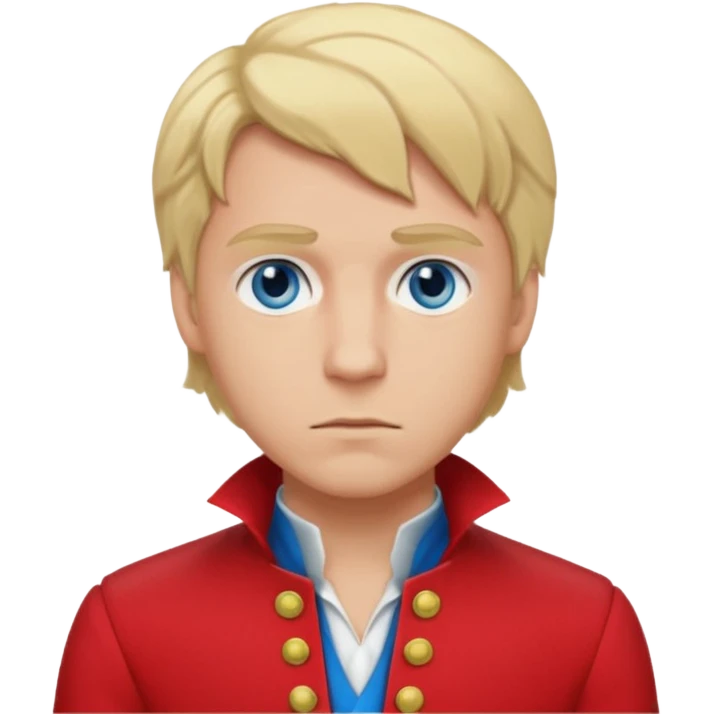 Enjolras From Les Miserables with light skin, blue eyes, Blonde Hair, red outfit emoji