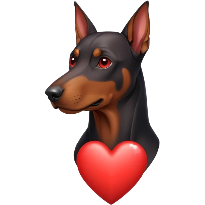 Doberman with heart emoji