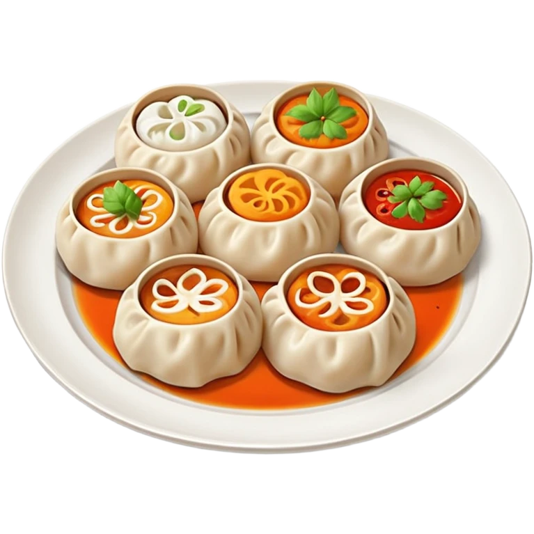 generate an ios genmoji of momos on a plate emoji