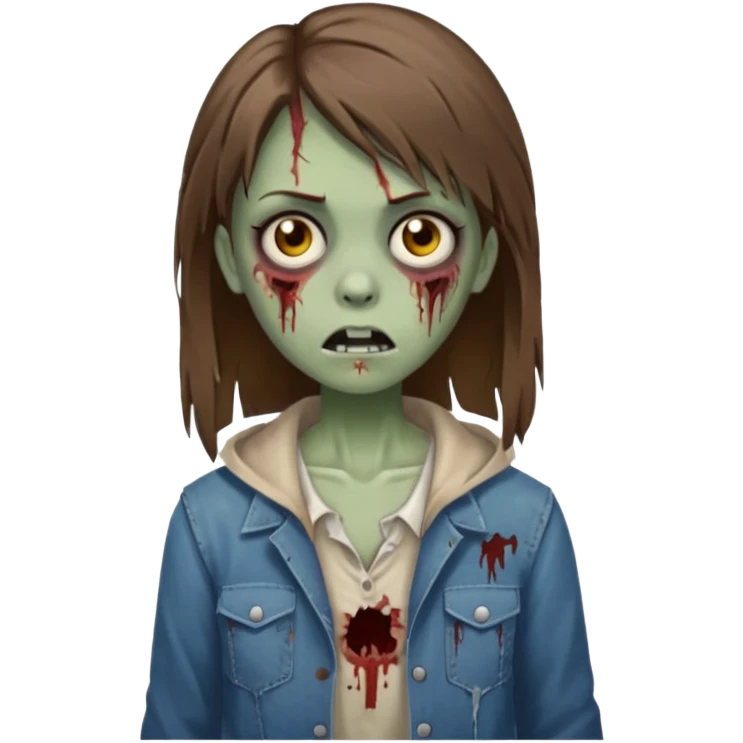 Zombie Girl with brown straight hair emoji