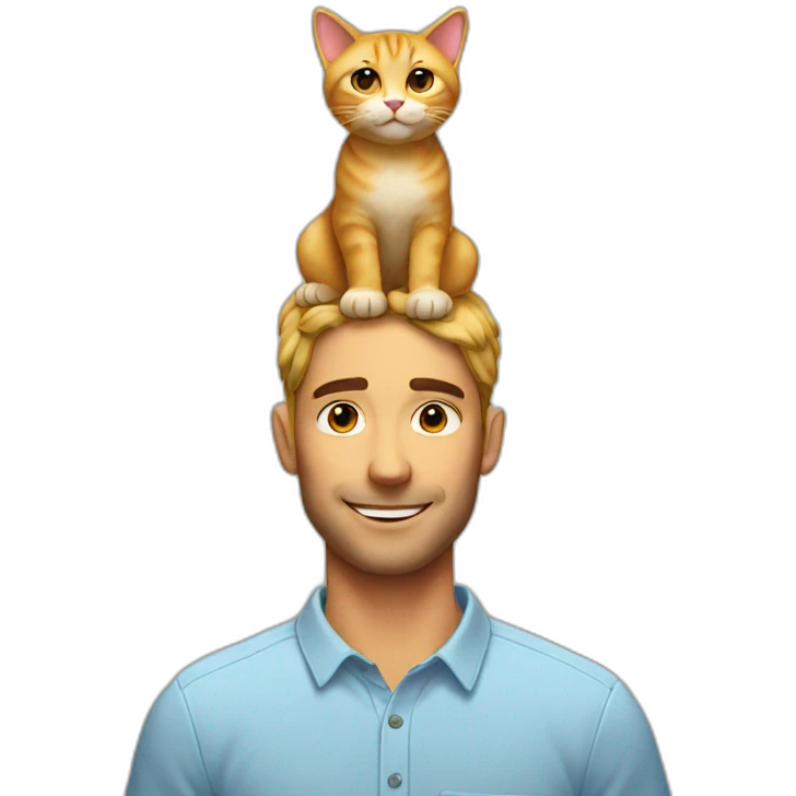 man with cat on top of his head emoji