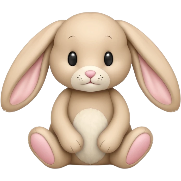 cute beige stuffed bunny with floppy ears, inspired by Jellycat Bashful Bunny, sitting pose, soft texture emoji