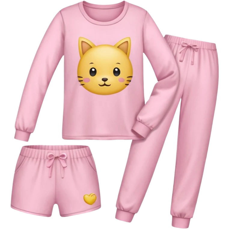  pink ozy two-piece pajama set with a soft fabric texture, long-sleeve top and pants, cute and comfy design, folded or on a hanger, pastel tones, realistic style, isolated on transp emoji