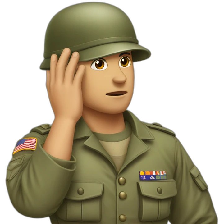 Soldier greeting with his hand on head emoji
