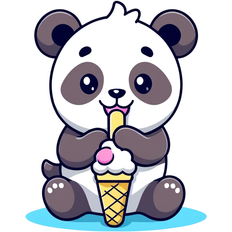 Panda eating ice cream emoji