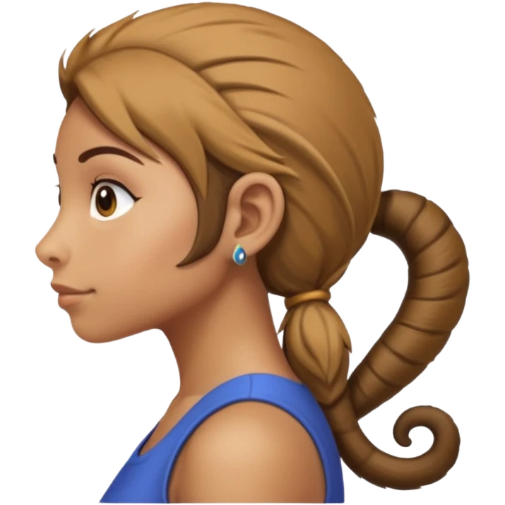 female with monkey tail, from side view emoji