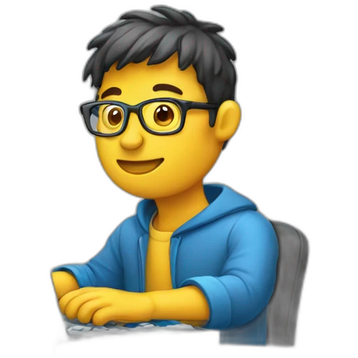 Computer developer typing emoji