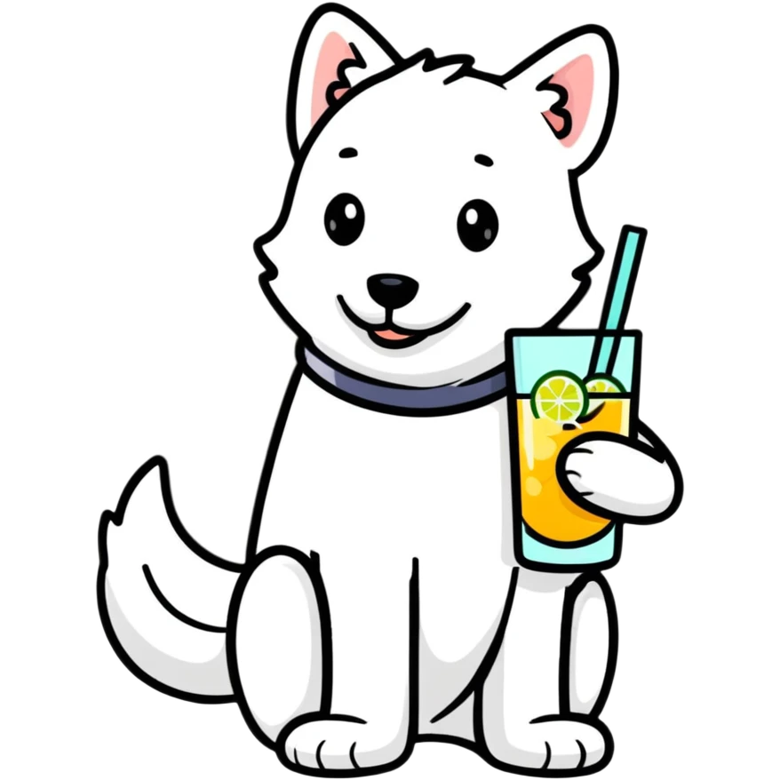 White dog with gintonic  emoji