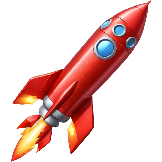 red glitter rocket  emoji