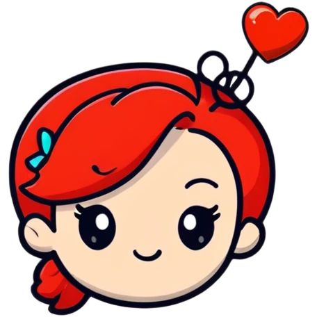 cute bright red hairpin hair clip with small heart decoration emoji