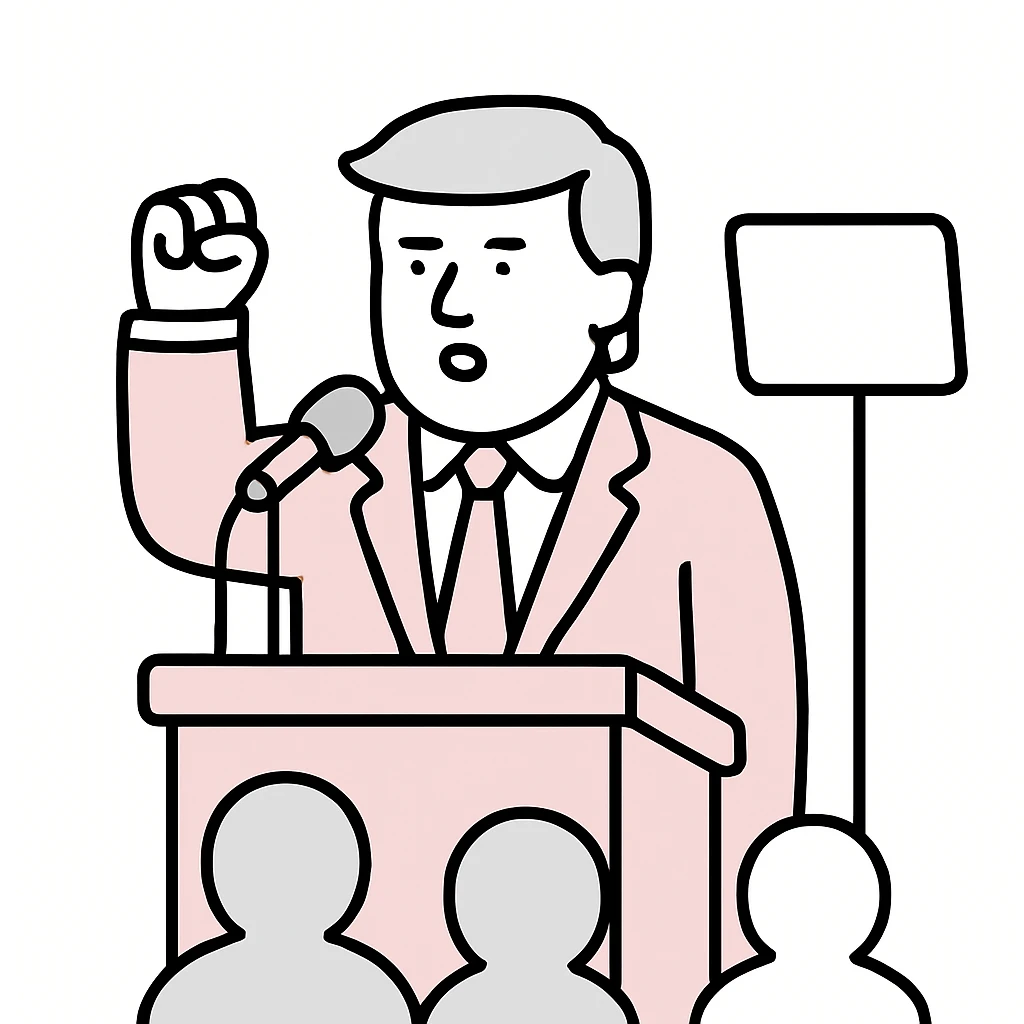 Donald Trump speaking at a rally emoji