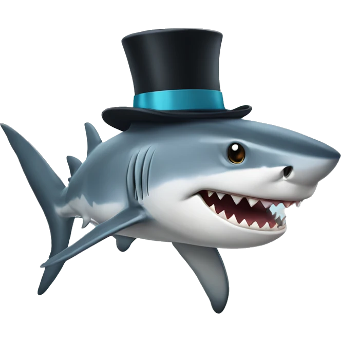 Shark with a top hat emoji