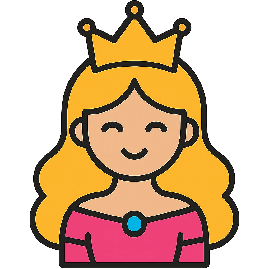 princessa hair, color icon style, clean lines, elegant, suitable for app icon emoji