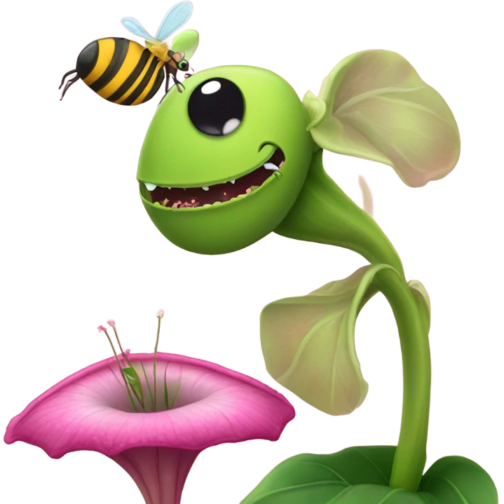 carnivorous plant pink flowers, and bee emoji