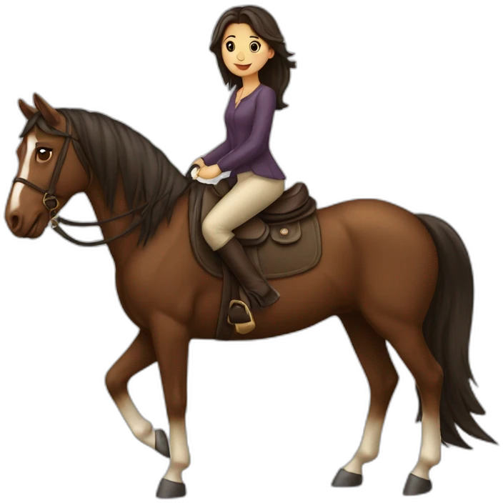 Fille brune sur un cheval emoji
