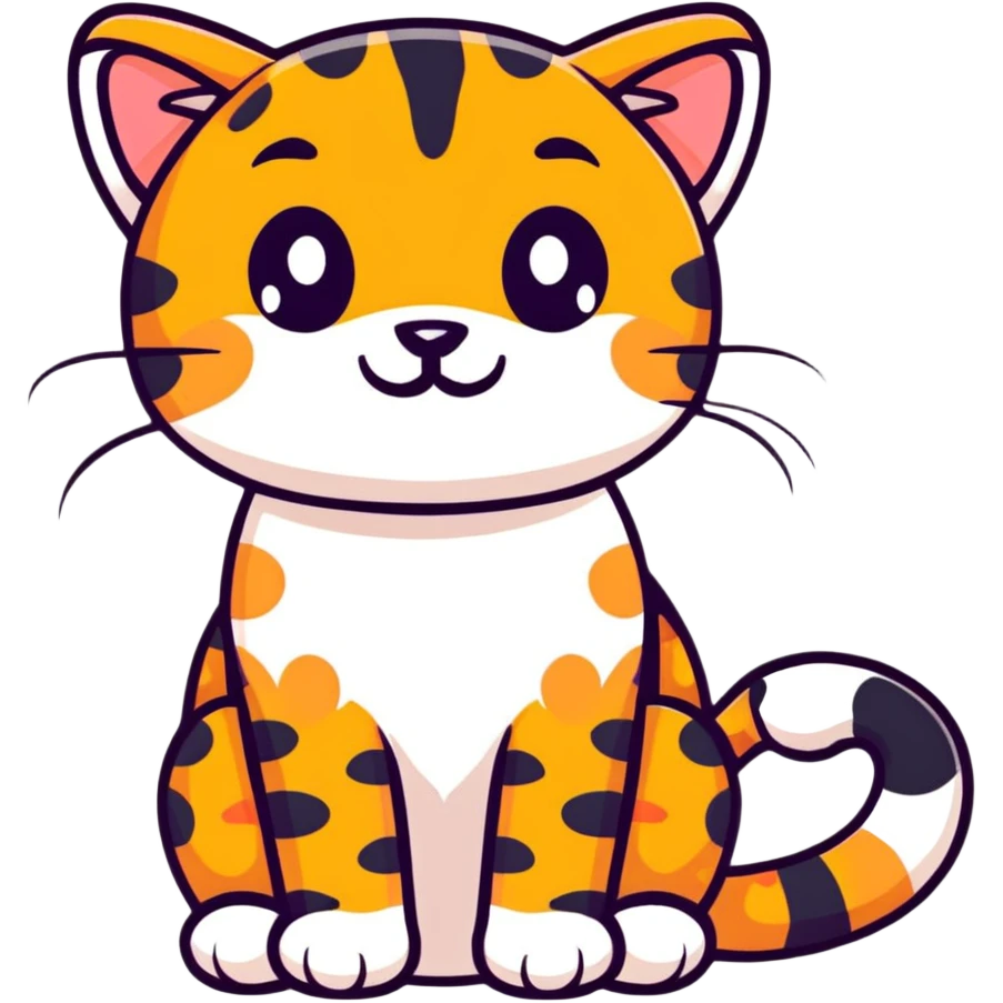 Cute leopard cat with spots and striped tail emoji