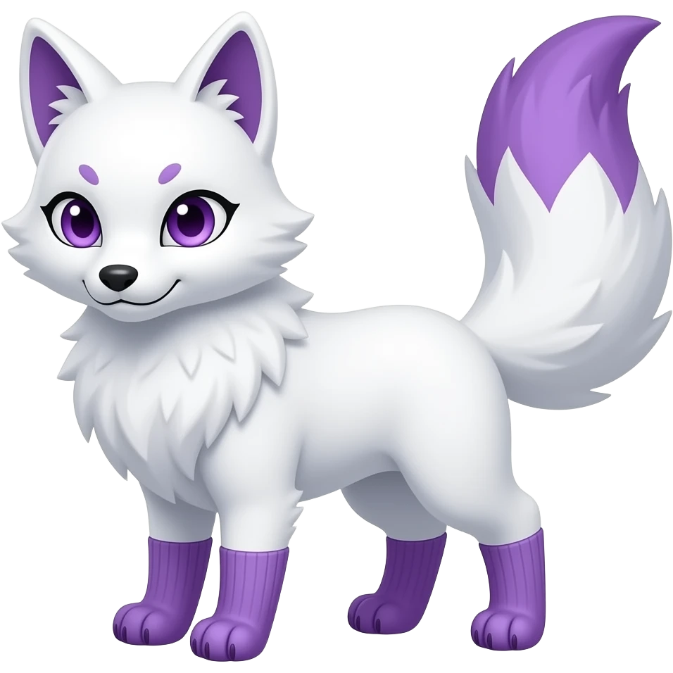 White Kitsune with purple eyes and purple tip tail even purple sock paws emoji
