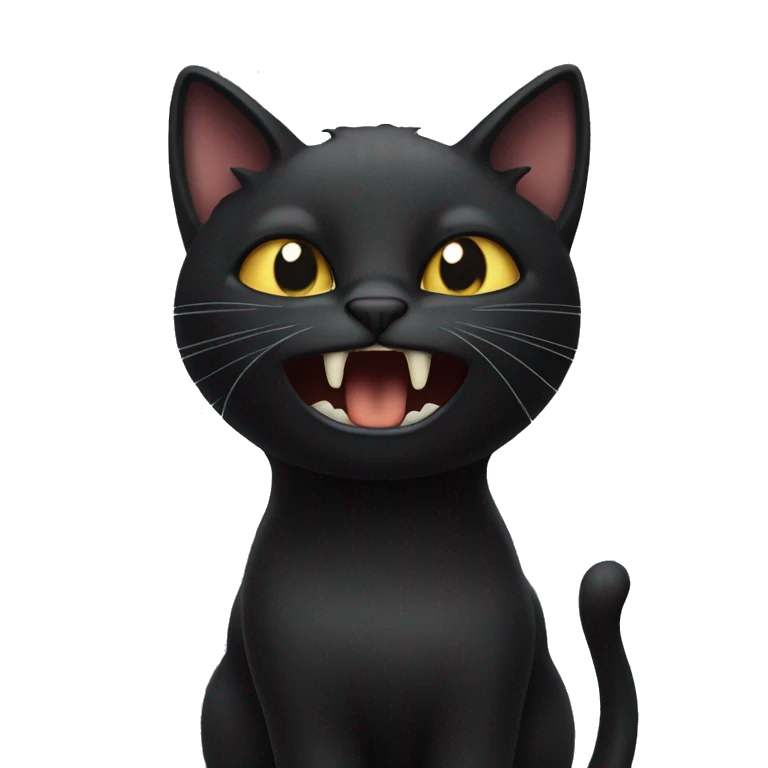 Black cat hissing emoji
