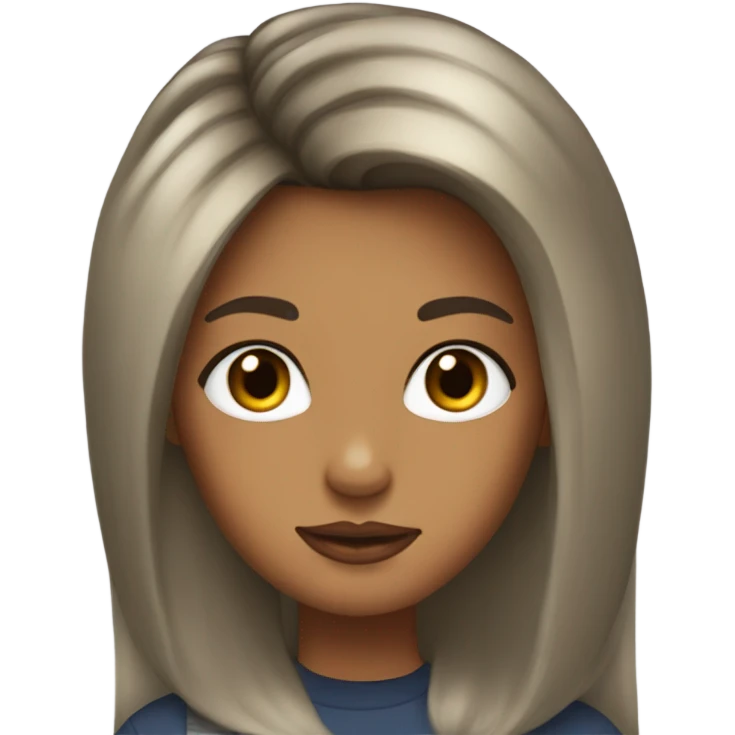 A girl with Victoria's 90's blowout black hair and hazel eyes  emoji
