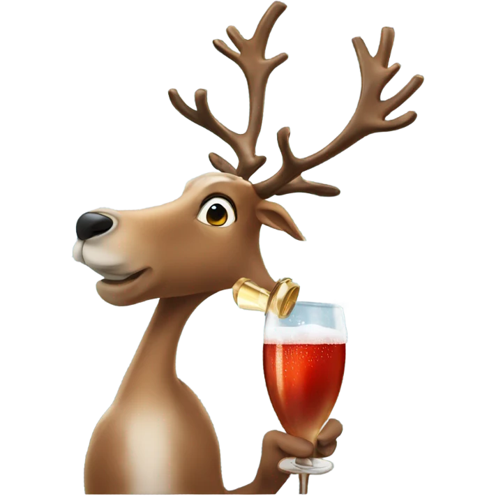 Reindeer drinking champagne emoji