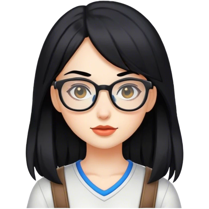gamer girl with black hair and glasses emoji