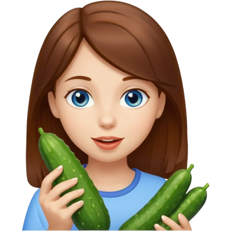 I want a brown hair, blue eyes girl. Holding and licking cucumbers emoji