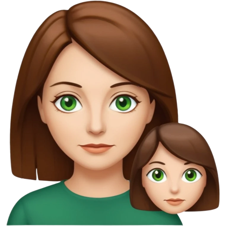 pretty middle age woman with green eyes and shoulder length straight brown hair  emoji