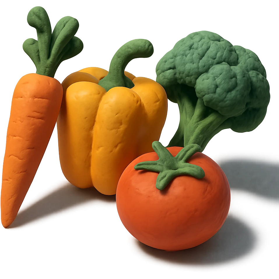 claymation style vitamin-rich vegetables emoji
