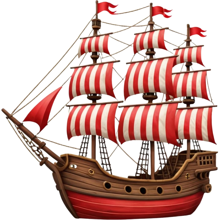 red and white lines pirate ships emoji