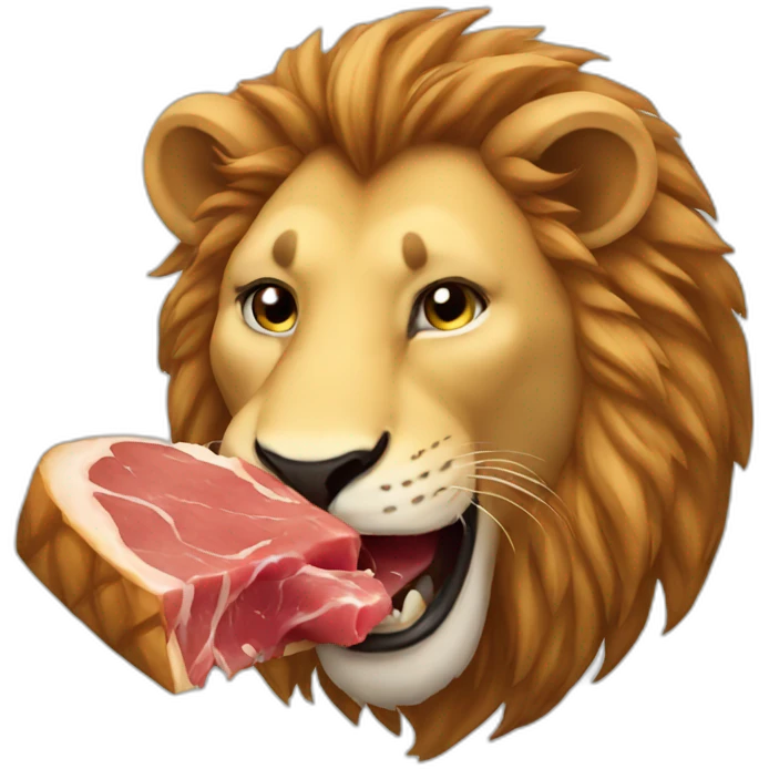 Lion eating meat emoji