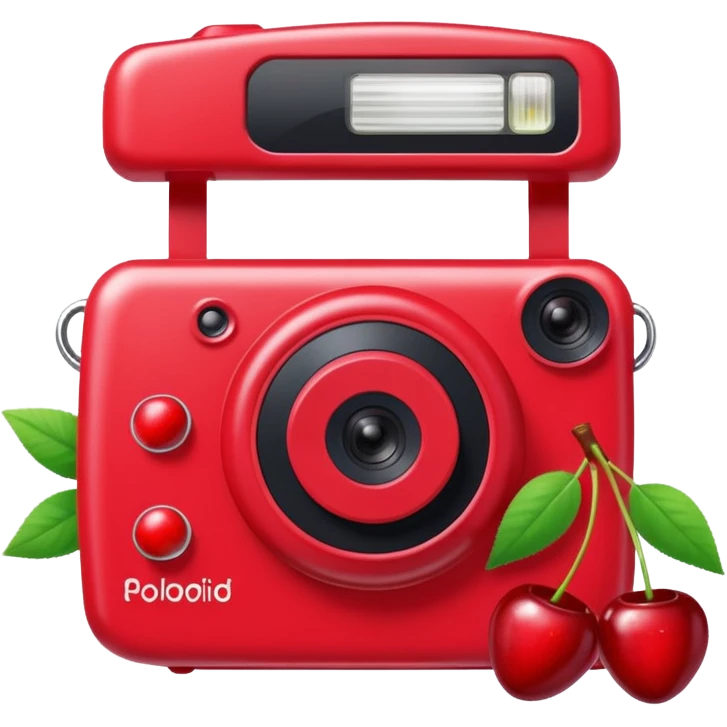 red  instax polaroid camera with cherries on it  emoji