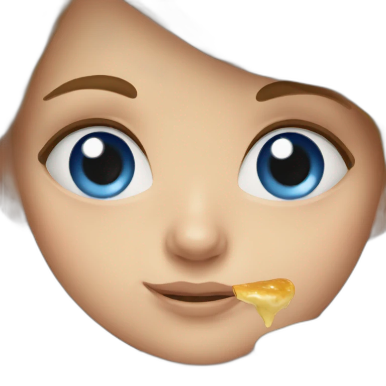 girl whit blue eye eat pancake emoji