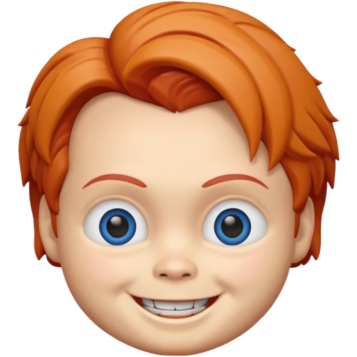chucky with smiling line eyes emoji