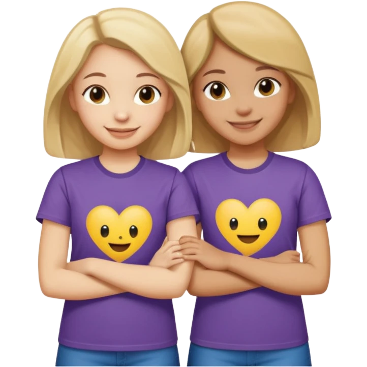 Two Girls with their arms around each other at summer camp emoji