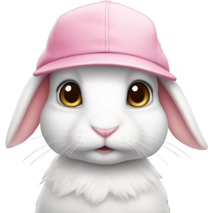 White bunny with pink cap emoji