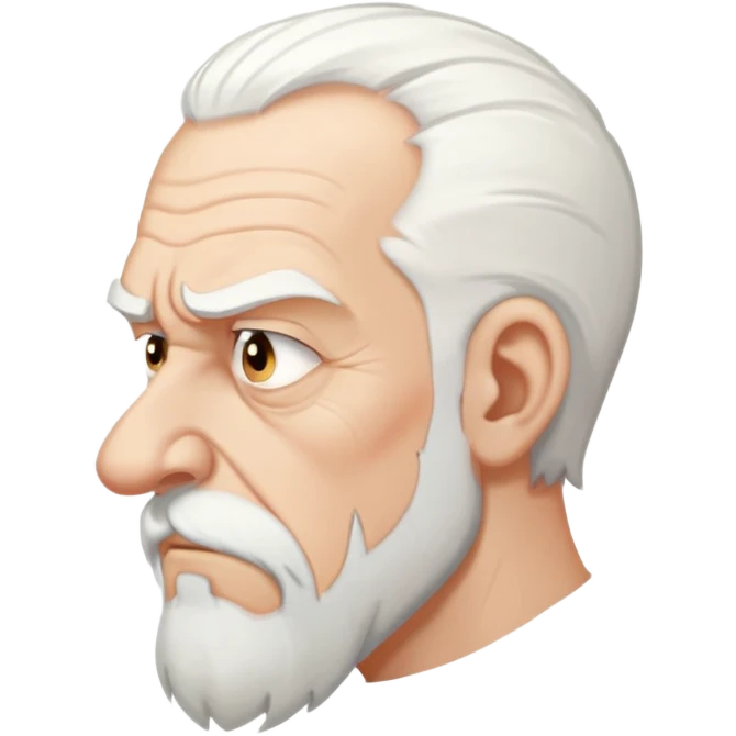 old angry man in profile view with white hair and goatee emoji