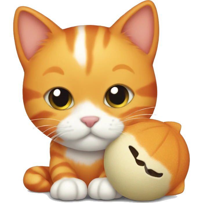 orange cat cuddling toy emoji
