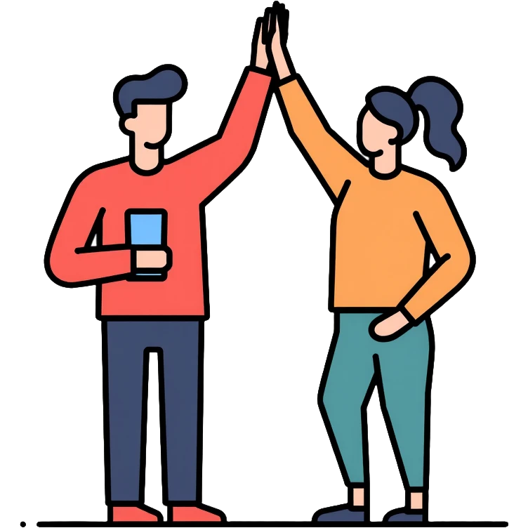 Team achievement, people high-fiving emoji