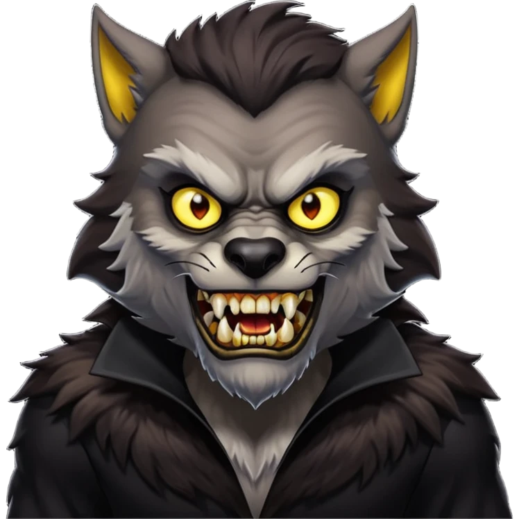 The Werewolf from Universal Monsters with dark brown fur, black silk outfit emoji