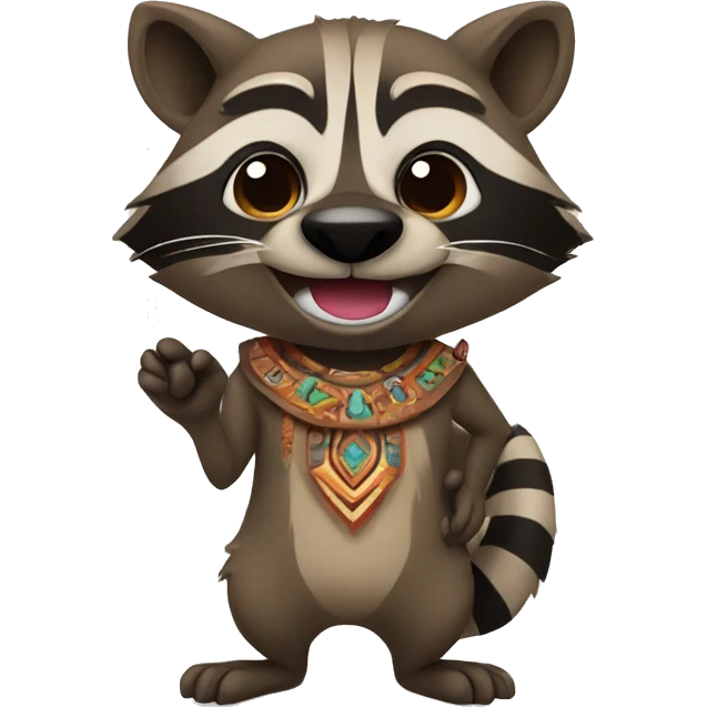 Brown Mayan raccoon with tongue emoji