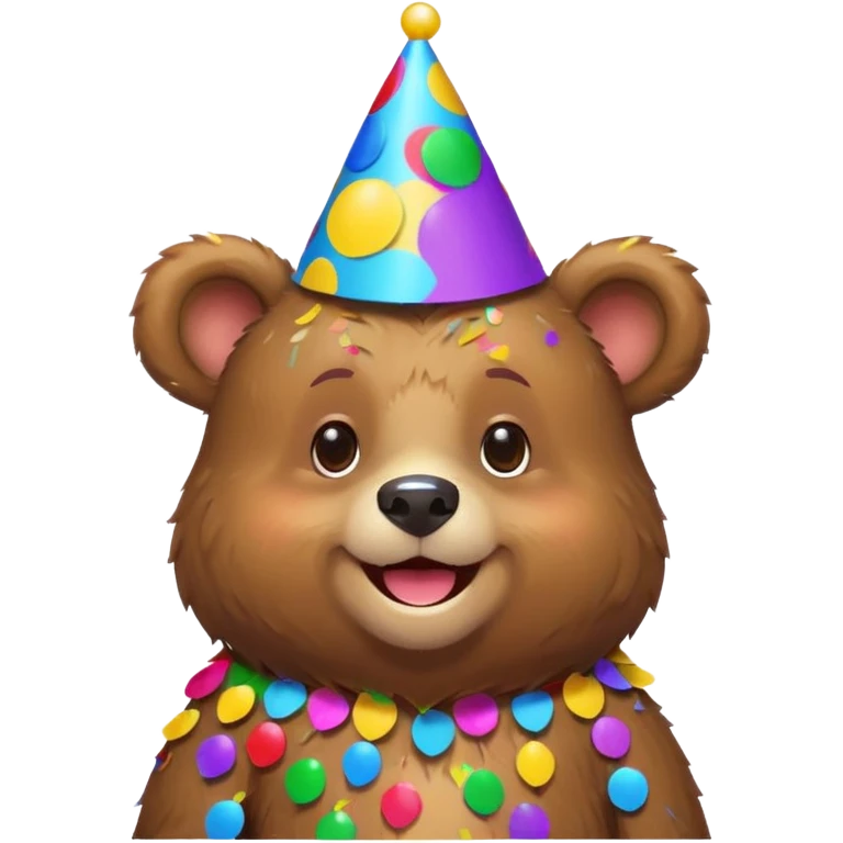 Partying bear cub with confetti  emoji