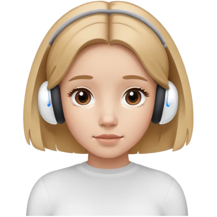 A girl with brown/blonde hair with her AirPod pros in her ears emoji