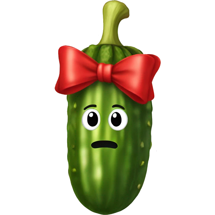 Pickle with red bow on top emoji