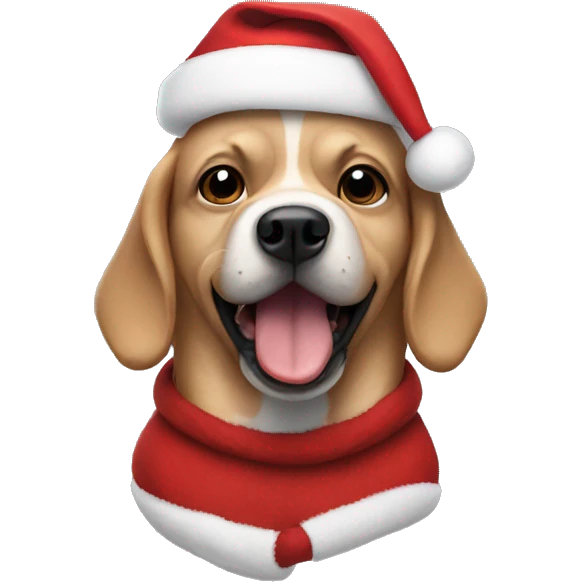dog wearing santa hate emoji