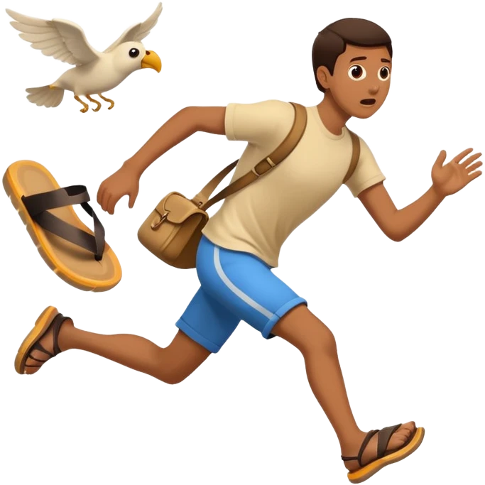 Running away from flying sandal emoji