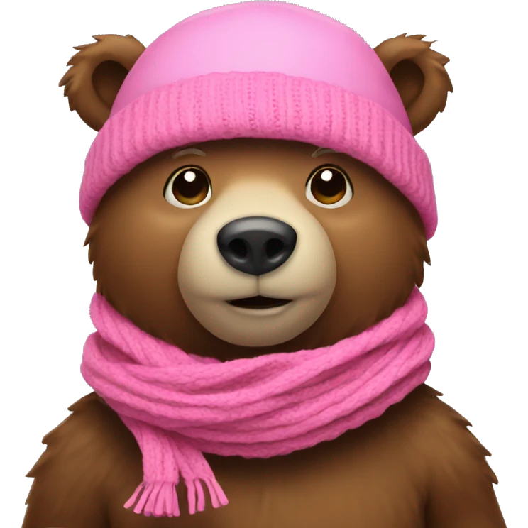Bear with pink hat and scarf emoji